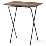 5-Piece Folding Tray Table Set with Stand, Rustic Brown